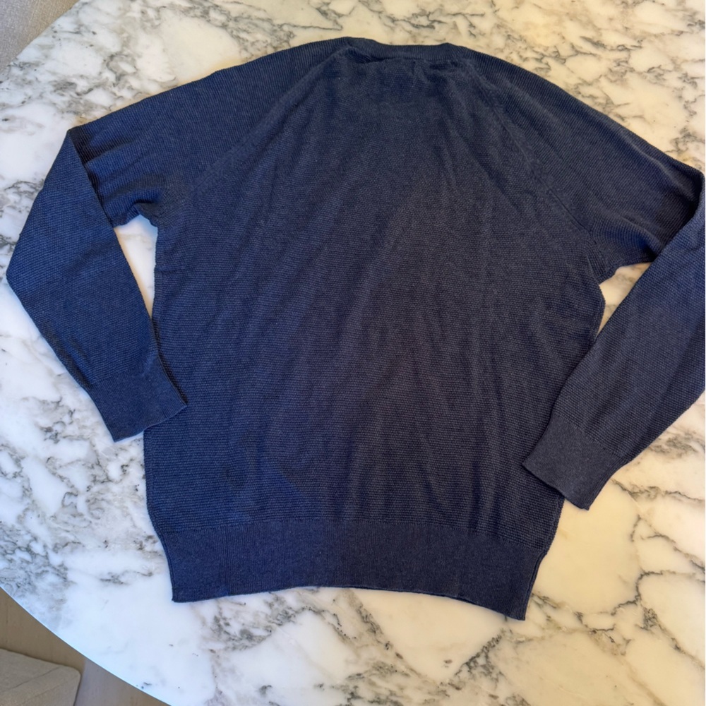 J Crew Navy Blue Cotton Seed Stitch Crewneck Sweater - Picture 7 of 8